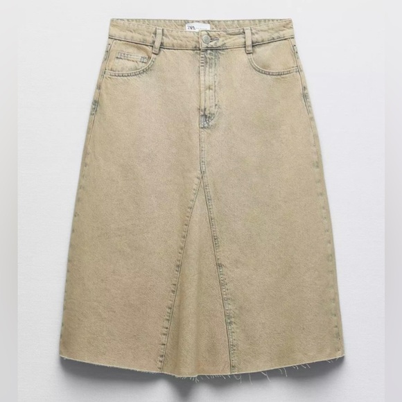 Zara Dresses & Skirts - Zara overdyed denim midi skirt XXL